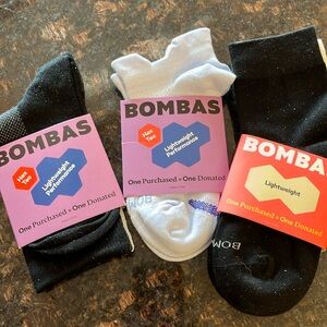 4 pairs of Bombas socks. All lightweight performance,  size small